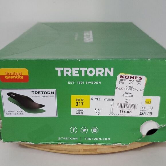 Tretorn NY Lite Bold White Canvas Platform Sneakers Gingham Ribbon Laces W10 - Picture 10 of 10